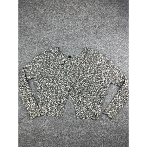 Express Knit Sweater Women's Large Black White Oversized Open Back Round Neck - Picture 1 of 7